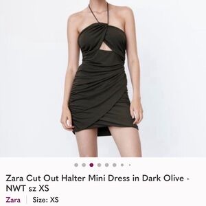 Zara Olive Green Halter Mini Dress